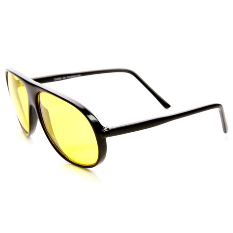 Yellow Tinted Driving Lens Retro Teardrop Plastic Aviator Sunglasses Sunglassla