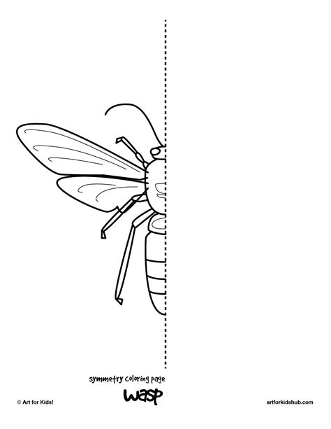 Free printable wasp coloring pages. 10 Free Coloring Pages - Bug Symmetry - Art For Kids Hub