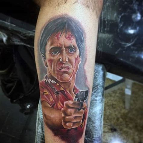 It's pretty cool to have this tattoo in a collage of other images or sayings. 40 Scarface Tattoo Design Ideas For Men - Al Pacino Ink