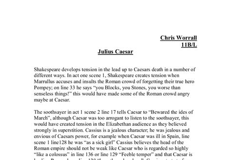 Julius Caesar Shakespeare Develops Tension In The Lead Up To Caesars