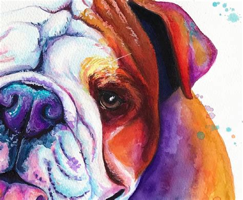 English Bulldog Art Print Pet Portrait Bulldog Watercolor Etsy