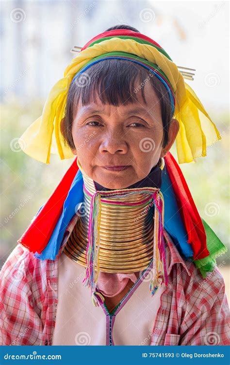 Portrait Padaung Tribe Long Necked Tribe Woman Inle Lake Myanmar