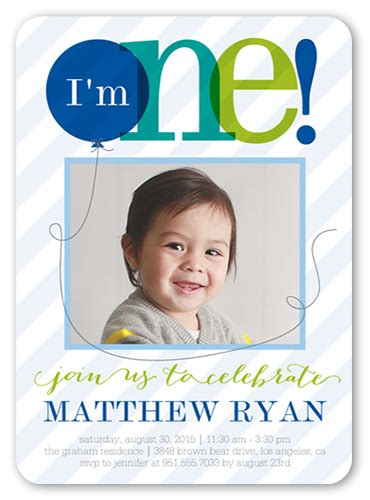 Sheer One Boy First Birthday Invitation | Shutterfly