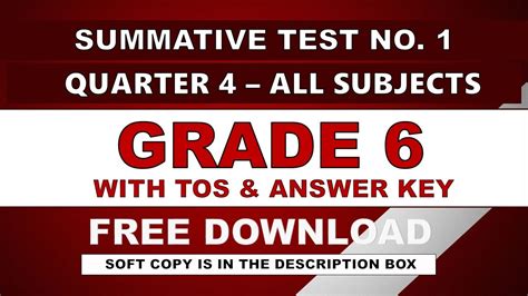 GRADE 6 Q4 SUMMATIVE TEST NO 1 ALL SUBJECTS WITH TOS AND ANSWER