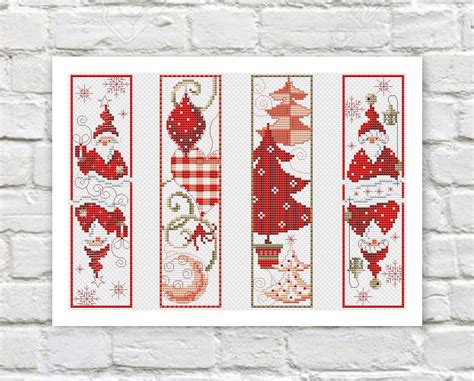 christmas bookmarks cross stitch pattern colorful art x stitch etsy