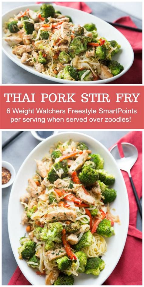 Trim any fat from chicken and thinly slice diagonally into 1″ strips. Thai Pork Stir Fry | Recipe | Pork stir fry, Food recipes ...