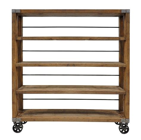 Factory Rustic Industrial Rolling Bookcase In 2021 Recycled Pallet