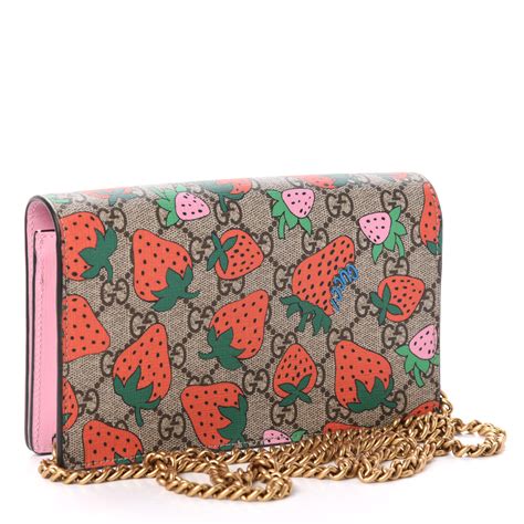 Gucci Gg Supreme Monogram Strawberry Chain Wallet 697934 Fashionphile