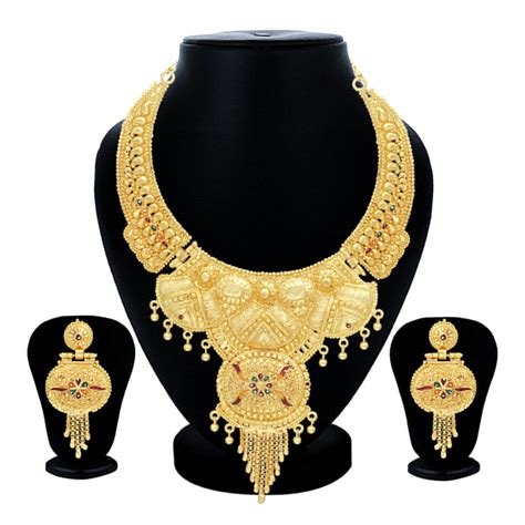 Buy Sukkhi Lovely 24 Carat Gold Plated Meenakari Choker Necklace Set