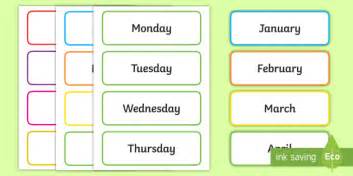 Free Printable Days Of The Week Months Of The Year Labels