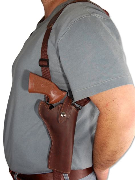 Leather Vertical Shoulder Holster For 6 Revolvers Barsony Holsters