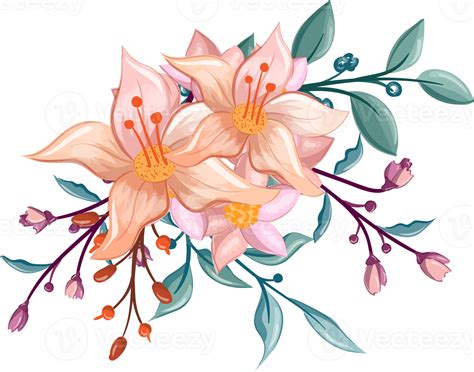 Orange Flower Arrangement With Watercolor Style 16408058 Png