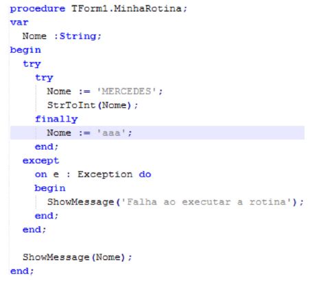 Analisando o seguinte código escrito na linguagem object pas