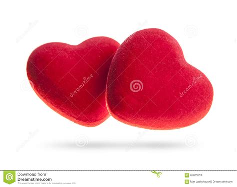 Two Velvet Hearts On A White Background Stock Image Image Of