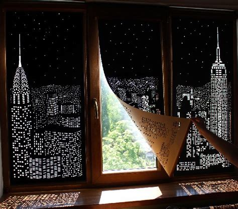 Elegant Blackout Window Shades With Iconic City Skyline Cutouts That