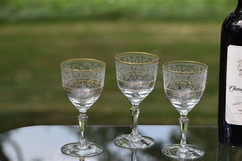 Vintage Crystal Etched Wine Glasses Set Of 6 Fostoria Renaissance