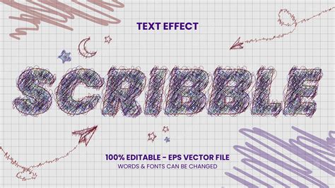 Premium Vector Editable Scribble Text Effect Template
