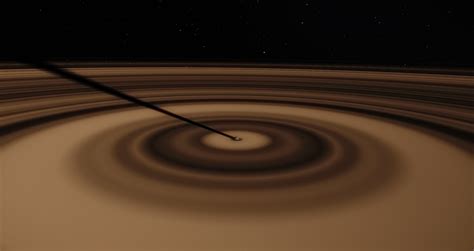 J1407b is the first exoplanet or brown dwarf discovered with a ring system by the transit method. 1SWASP J1407b's massive ring system, with a radius of 0.6 ...