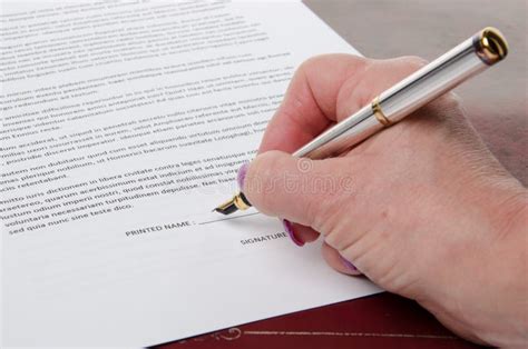 Hand Signing A Paper Stock Image Image Of People Document 41412917