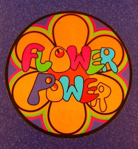 Vintage Groovy 1970s Large Hippie Sticker Flower Power Four
