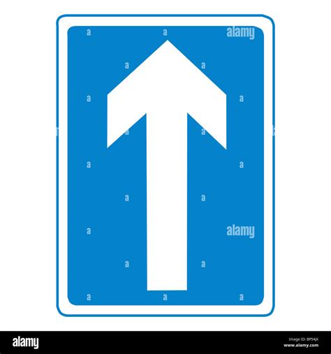 Uk Road Sign One Way Street Traffic Streets White Arrow Blue Background