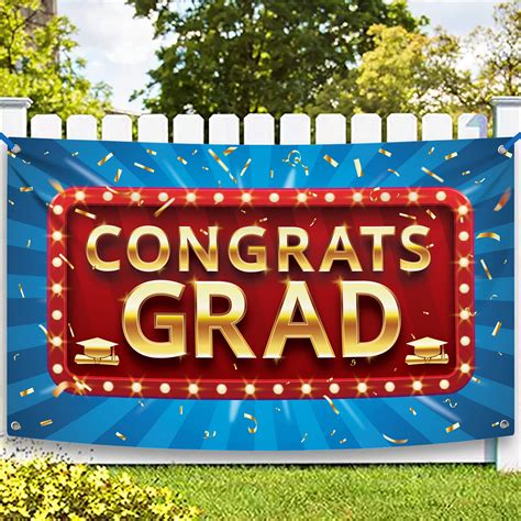 Buy Big Congrats Grad Banner Blue 72x44 Inch Graduation Banner For