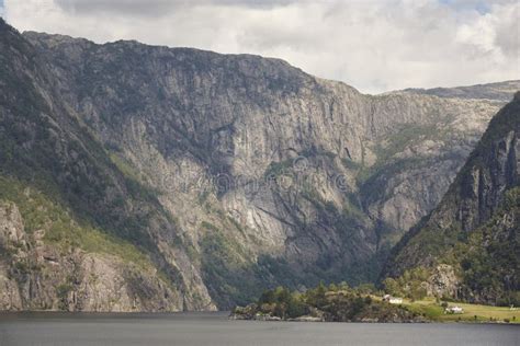 Norwegian Fjord Landscape With Mountains And Houses Sorfjorden Norway