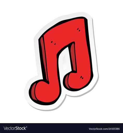 Sticker Of A Cartoon Musical Note Royalty Free Vector Image