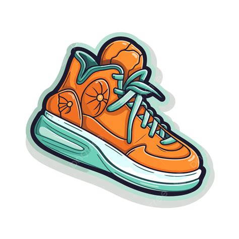 An Orange And Green Athletic Running Shoe Sticker Clipart Vector Basketball Shoe Basketball