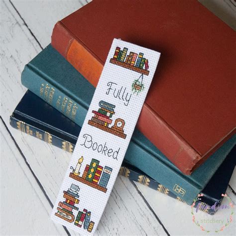 Bookmark Cross Stitch Pdf Pattern Fully Booked Bookmark Etsy