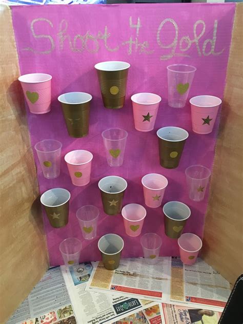 Ping Pong Ball Game Science Fair Board Pink Gold Paint Plastic Cups Gold Stickers Ping