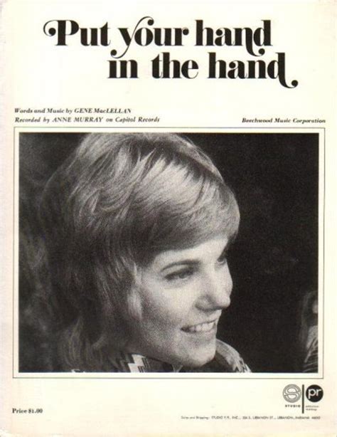 Put Your Hand In The Hand Anne Murray Sheet Music 1970