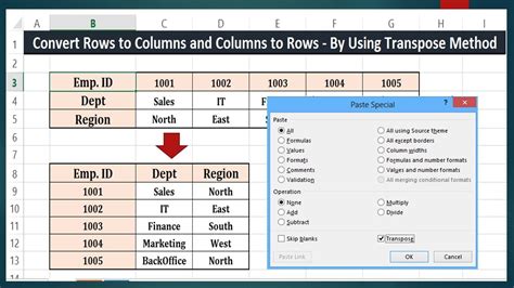 In this tutorial you are going to learn how to insert a tick mark in excel. Copy from Row and Paste to Column in Excel 2013|2016 - YouTube