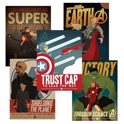 Marvel Comics Avengers Propaganda Poster Set Marvel Comics