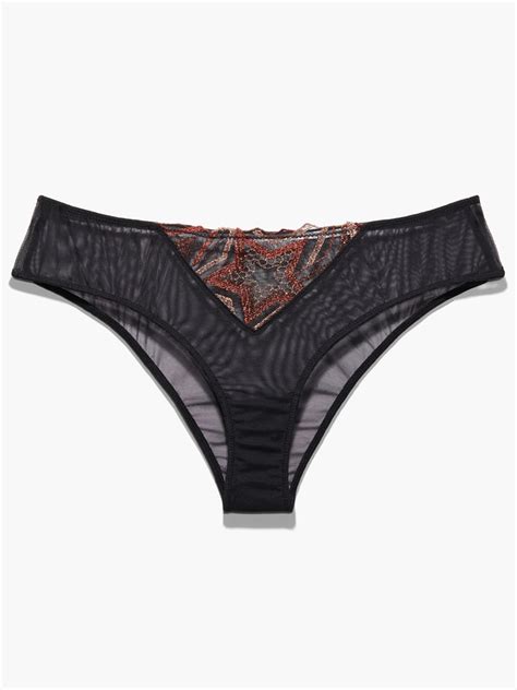 Shining Star Embroidered Cheeky In Brown Multi Red Savage X Fenty