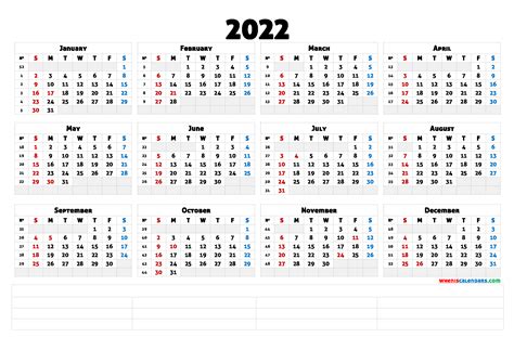 2022 calendar with week numbers printable 6 templates