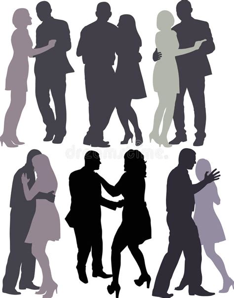 Silhouettes Of Couples Dancing The Waltz Stock Vector Illustration