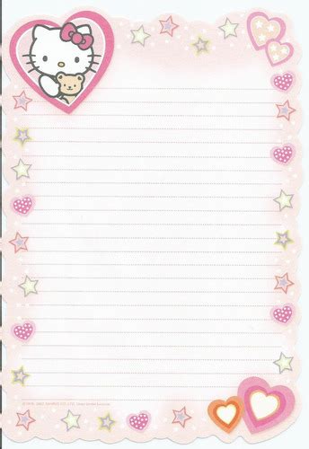 papel de carta rosa colecao  kitty sem envelope