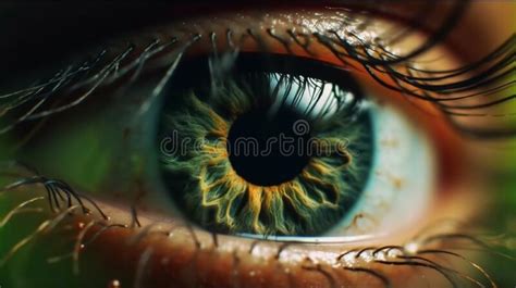 Human Green Eye Extreme Close Up Macro Photography Ai Generated Stock