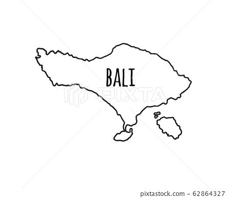 Vector Hand Drawn Outline Bali Map Silhouette Stock Illustration PIXTA