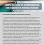 Sample Letter Of Recommendation For Internal Medicine Reside