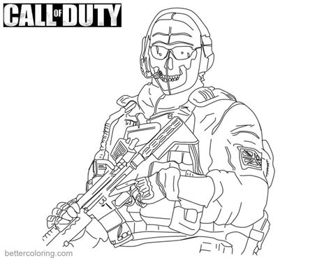 Call Of Duty Coloring Pages Ghost Lineart Free Printable Coloring Pages