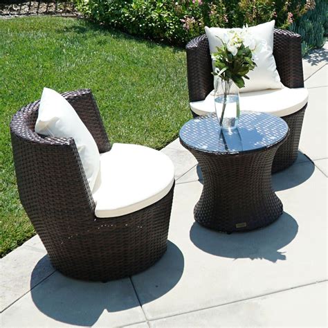 3 Pc Patio Outdoor Rattan Set Wicker Chairs Furniture Glass Table