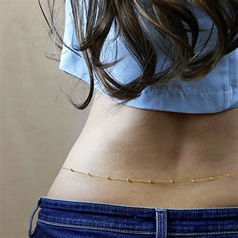 Minimalist Beach Bikini Body Chain K Gold Satellite Belly Chain Handmade Adjustable Jewelry