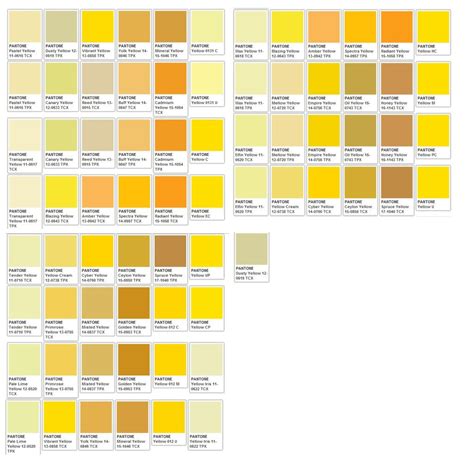 Yellows Pantone Colour Palettes Pantone Color Chart Yellow