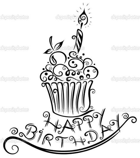 Birthday Muffin Cupcake Happy Birthday Drawings Birthday Card