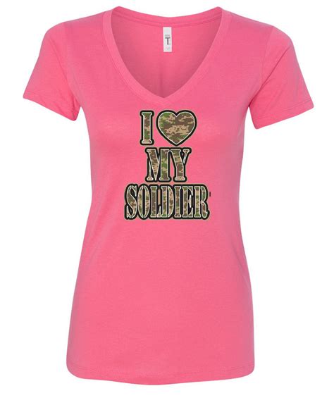 I Heart My Soldier Womens V Neck T Shirt Cute Camo Army Wife Army Mom Military Ebay