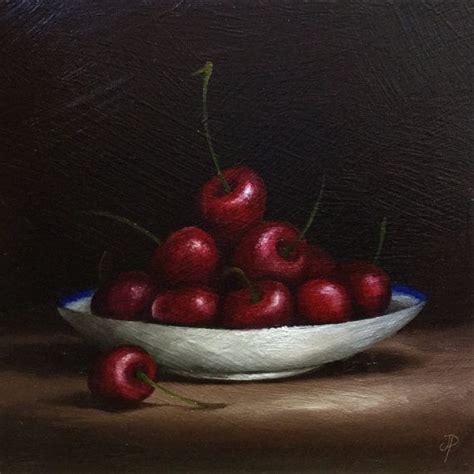 Cherries On A Plate Original Oil Painting Still Life By Jane Etsy