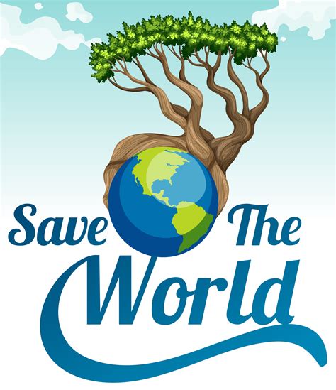 Save the world poster with earth and tree 455184 Vector Art at Vecteezy