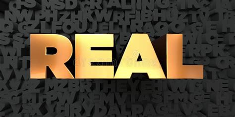 Real Gold Text On Black Background 3d Rendered Royalty Free Stock